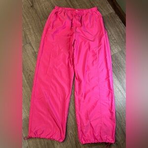 LE LIS Women’s Large Hot Pink Wide Leg Wind Pants Black